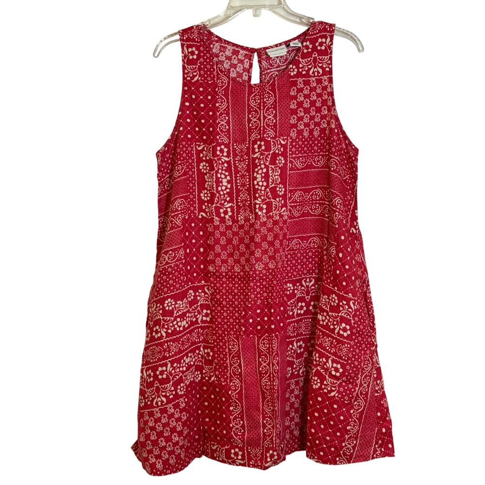 Rachel Zoe 100% Linen, Large Sleeveless Dress Pockets One Button Closure In Back